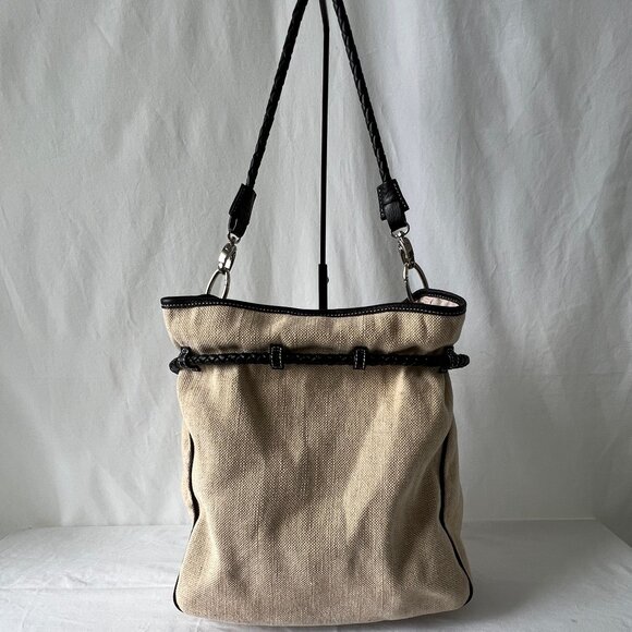 Talbots Hobo Shoulder Bag, Linen and Cotton with Leather Trim, EUC! - Picture 15 of 15